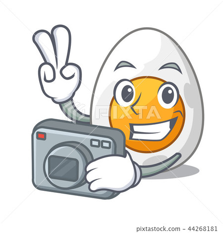 Photographer peeled boiled egg on mascot cartoon 44268181