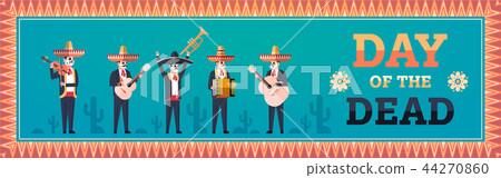 day of dead traditional mexican halloween dia de los muertos holiday party decoration men wearing 44270860