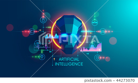 Artificial intelligence concept. digital technology and machine learning cyber mind. AI analysis the 44273070