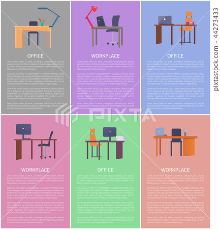 Set of Empty Workplaces Vector Illustration Desks Set of Empty Workplaces Vector Illustration Desks 44273433
