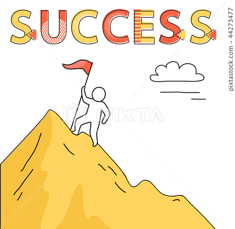 Success Promo Banner with Human on Mountain Peak Success Promo Banner with Human on Mountain Peak 44273477