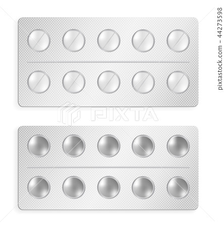 Packed Tablets and Pills Set Isolated on White 44273598