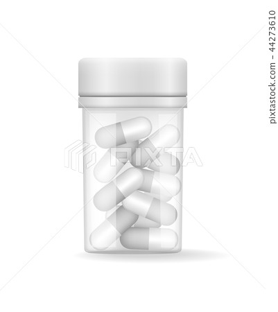 Encapsulated Pills in Limpid Bottle Vector Card Encapsulated Pills in Limpid Bottle Vector Card 44273610