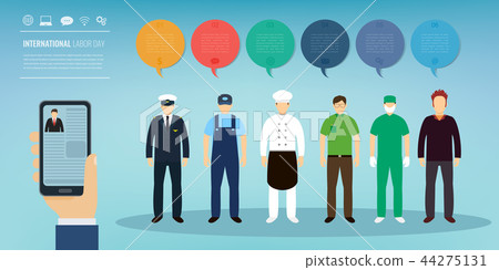 People of different occupations. Professions set with infographic elements. International Labor Day 44275131