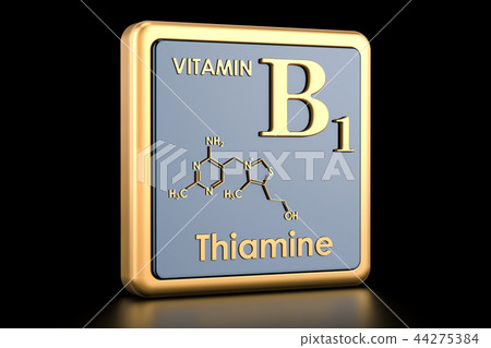 Vitamin B1, thiamine. Icon, chemical formula Vitamin B1, thiamine. Icon, chemical formula 44275384