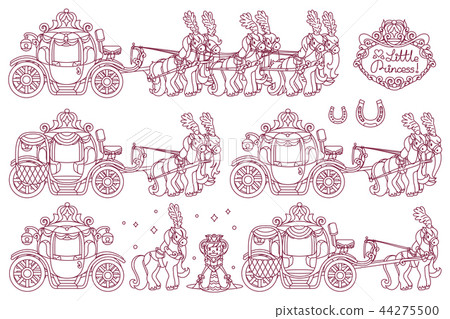 vector line Cinderella carriage vector line Cinderella carriage 44275500