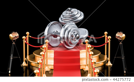 Podium with dumbbells, 3D rendering 44275772