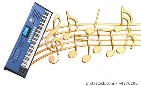 Musical concept. Synthesizer with music notes Musical concept. Synthesizer with music notes 44276296