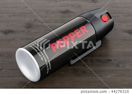 Pepper spray on the wooden table, 3D rendering Pepper spray on the wooden table, 3D rendering 44276328
