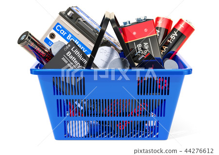 Shopping basket with different batteries Shopping basket with different batteries 44276612