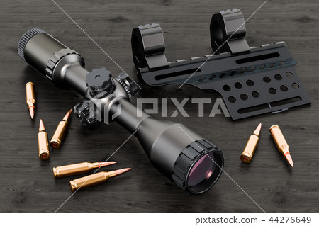 Telescopic sight, scope with bullets and mount 44276649