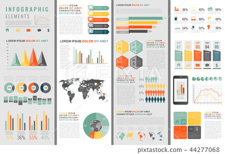Infographic Elements with world map and charts. Vector Infographic Elements with world map and charts. Vector 44277068