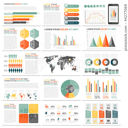 Infographic Elements with world map and charts. Vector Infographic Elements with world map and charts. Vector 44277069