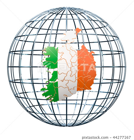 Irish map on the Earth Globe. 3D rendering Irish map on the Earth Globe. 3D rendering 44277167