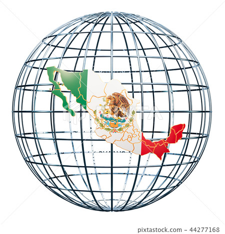 Mexican map on the Earth Globe. 3D rendering Mexican map on the Earth Globe. 3D rendering 44277168