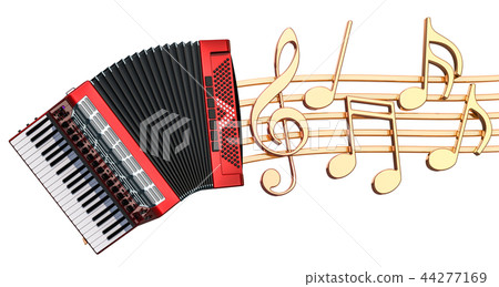 Musical concept. Accordion with music notes Musical concept. Accordion with music notes 44277169