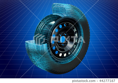 Visualization 3d cad model of car wheel 44277187