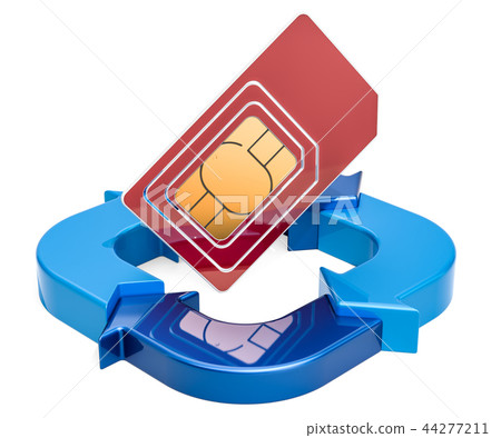SIM card with ring diagram from blue arrows 44277211