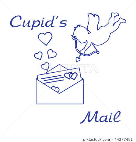 Cupid with Valentine's card and hearts Love 44277491