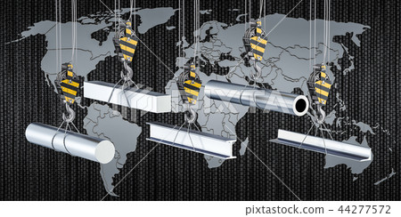 Worldwide trade of rolled metal products concept Worldwide trade of rolled metal products concept 44277572