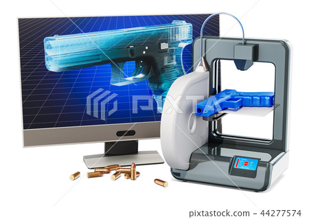 3d printed firearms, gun concept. 3D rendering 44277574