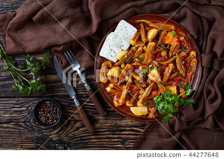 tasty greek okra stew on a plate tasty greek okra stew on a plate 44277648