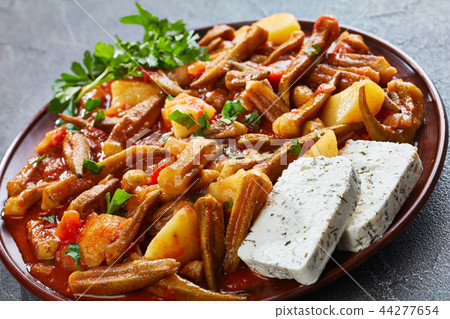 okra stewed with tomatoes and potatoes okra stewed with tomatoes and potatoes 44277654