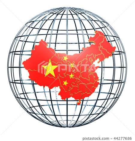 Chinese map on the Earth Globe. 3D rendering 44277686