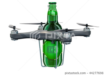 Delivery drone with beer bottle, 3D rendering Delivery drone with beer bottle, 3D rendering 44277698