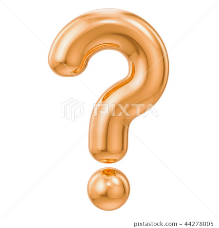 Golden question mark, 3D rendering 44278005