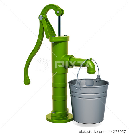 Hand water pump with galvanized bucket 44278057