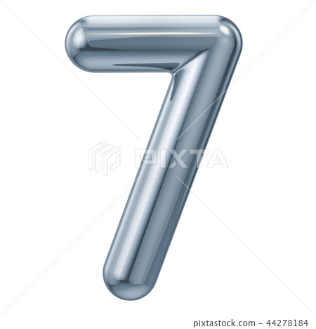 Metallic number 7, 3D rendering 44278184