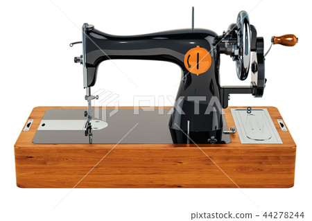 Old sewing machine, 3D rendering 44278244