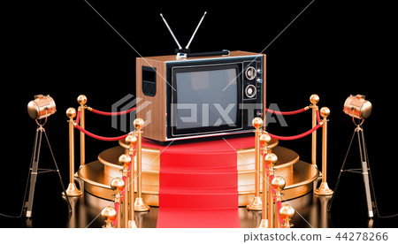 Podium with TV set, 3D rendering Podium with TV set, 3D rendering 44278266