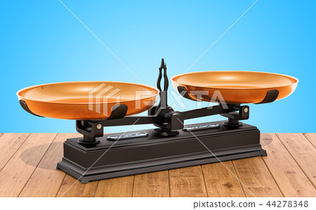Retro Roberval balance, scales on table 44278348