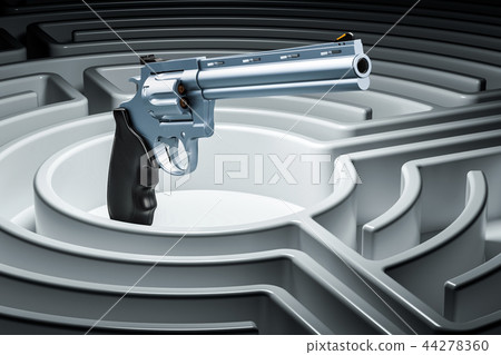 Revolver, gun inside labyrinth maze Revolver, gun inside labyrinth maze 44278360