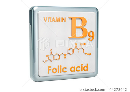 Vitamin B9, folic acid. Icon, chemical formula 44278442