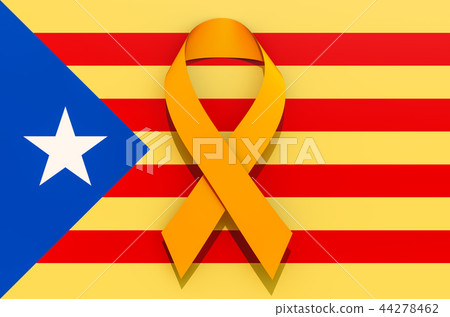 Yellow ribbon on the Catalonian flag 44278462