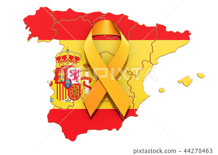 Yellow ribbon on the Spanish map 44278463