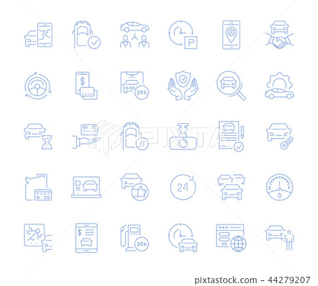 Set Vector Line Icons of Carsharing. Set Vector Line Icons of Carsharing. 44279207