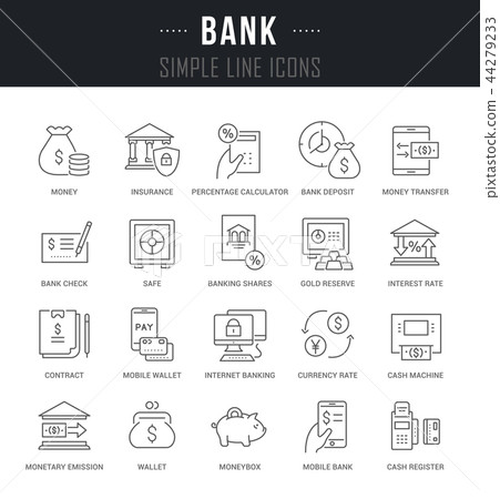 Set Vector Line Icons of Bank. Set Vector Line Icons of Bank. 44279233