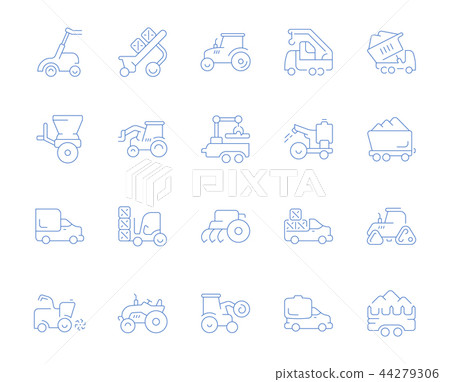 Set Vector Line Icons of Agricultural Machinery. 44279306