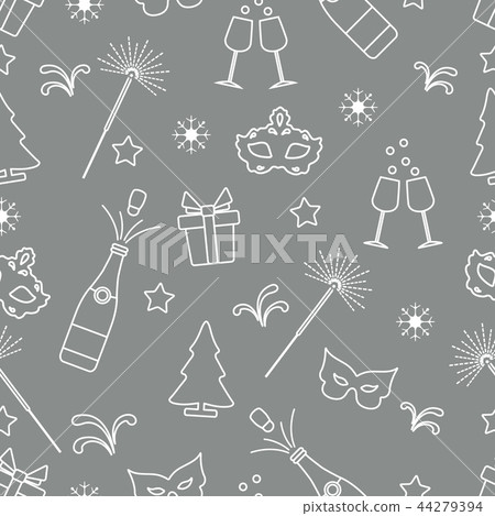 Seamless pattern with new year symbols Seamless pattern with new year symbols 44279394