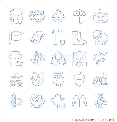 Set Vector Flat Line Icons Autumn - Stock Illustration [44279501] - PIXTA
