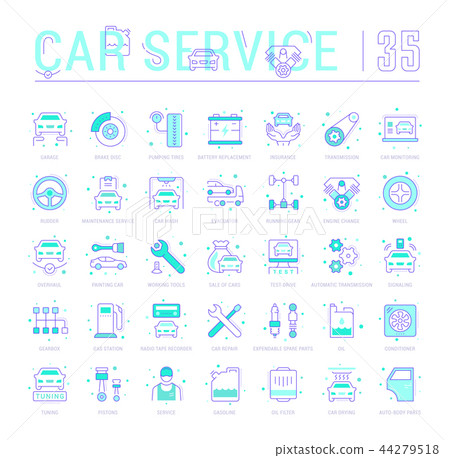 Set Blue Line Icons of Garage and Car Service. Set Blue Line Icons of Garage and Car Service. 44279518