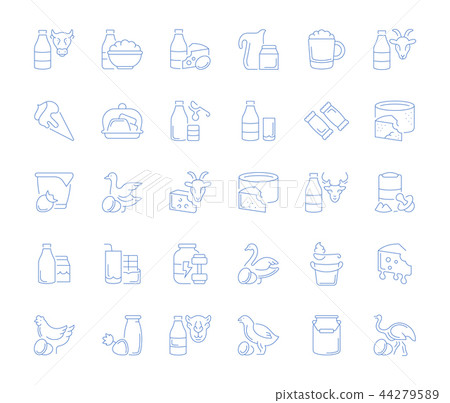 Set Vector Line Icons of Dairy Products. - Stock Illustration [44279589 ...