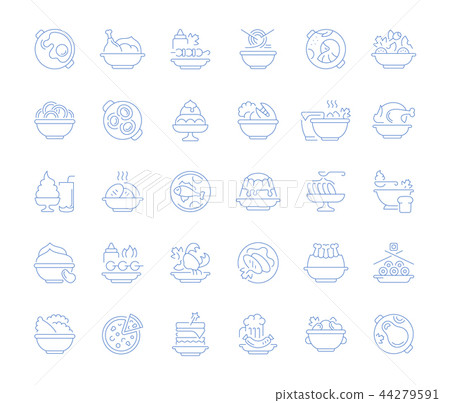 Set Vector Line Icons of Dishes. 44279591