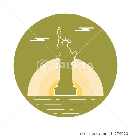 Statue of Liberty, sun and clouds American 44279670