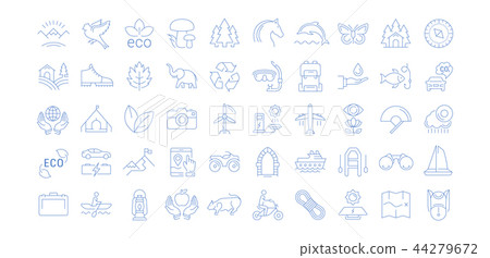 Set Vector Flat Line Icons Ecotourism 44279672