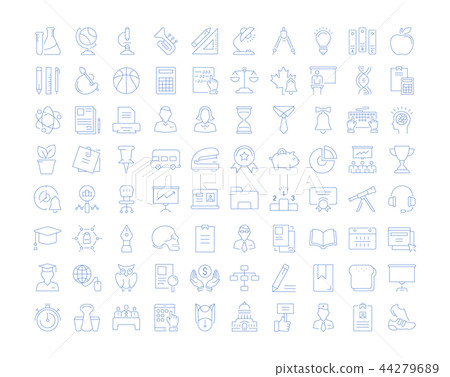 Set Vector Flat Line Icons Education - Stock Illustration [44279689 ...